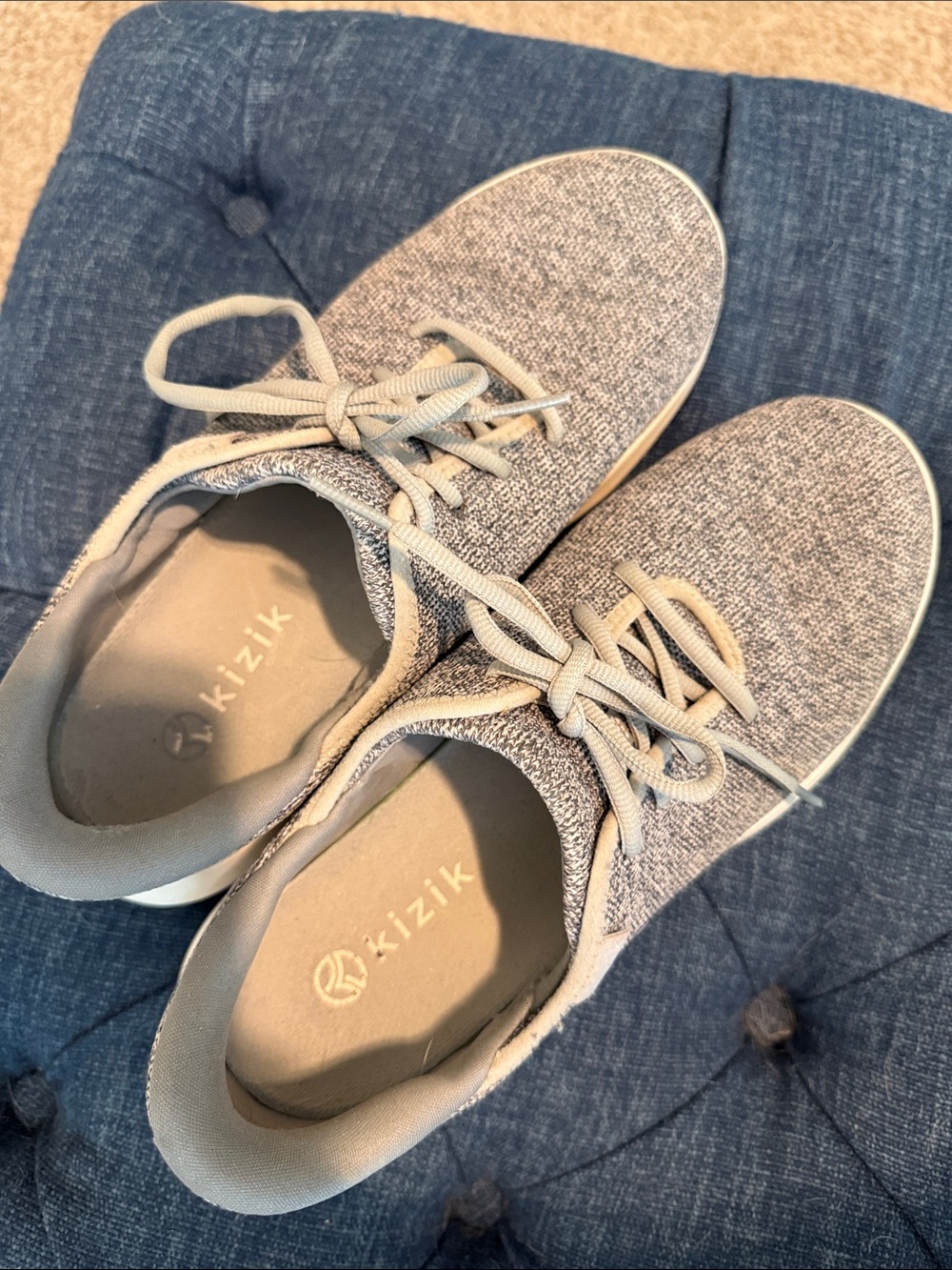 kizik Women's Lace-Up Knit Sneakers in Light Gray